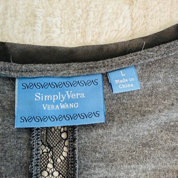 Simply Vera Wang Black Lace Womens Large Top Fairy Grunge Goth Boho Whimsigoth - Picture 4 of 12